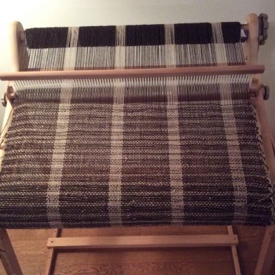 striped fabric on loom